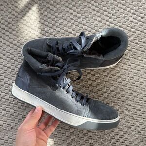 vintage 2000s Lanvin mens high top sherpa fur lined soft nubuck sneaker